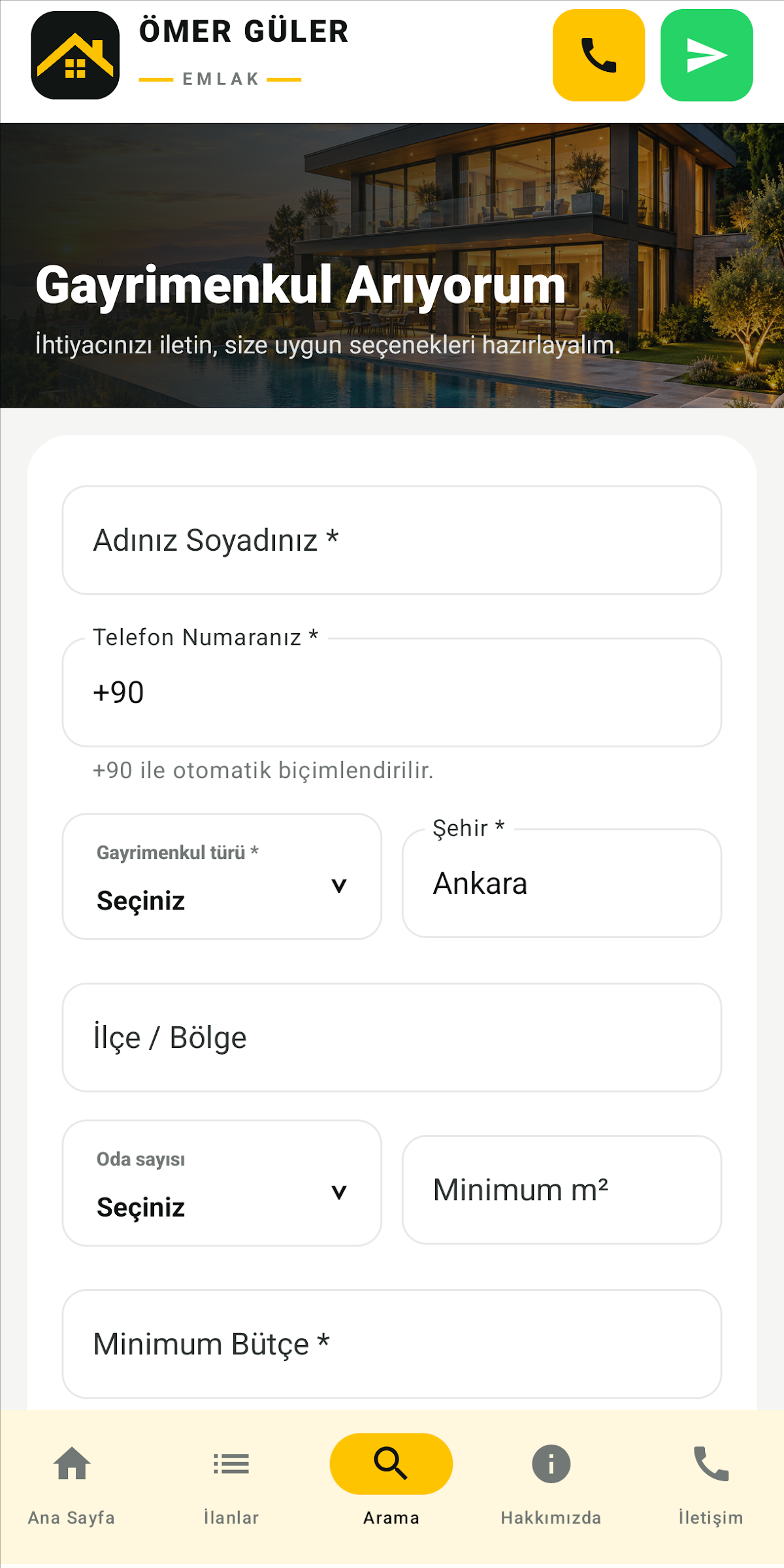 Ömer Güler Emlak uygulamasından ekran görüntüsü